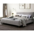 thumbnail image 3 of Omax Decor Spencer Upholstered Mid-Century Fabric King Platform Bed in Gray, 3 of 7