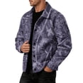 thumbnail image 5 of GrmtClth Mens Leaf Camo Daily Urban Jacket Long Sleeve Snap Front Loose Cut Cool Weather Walking Layering Outerwear Purple 2XL, 5 of 8