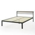 thumbnail image 1 of Mellow HYLLE Metal & Wood Platform Bed Frame with Low Headboard Shelf, Full, 1 of 12