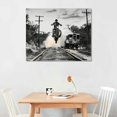 thumbnail image 2 of Orinice Master Vintage Motorcycle Jumping Canvas Wall Art Retro Old Train Bike Lovers - Great Decoration of the Man's Cave, 20x16in, 2 of 6