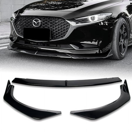 For 2019-2023 Mazda 3 Mazda3 Painted Black Front Bumper Body Kit Spoiler Lip 3PC