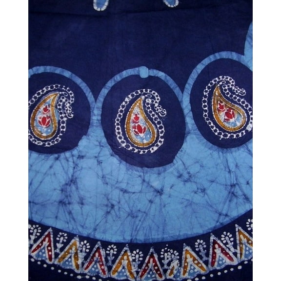 Batik Round Round Cotton Tablecloth 72" Blue