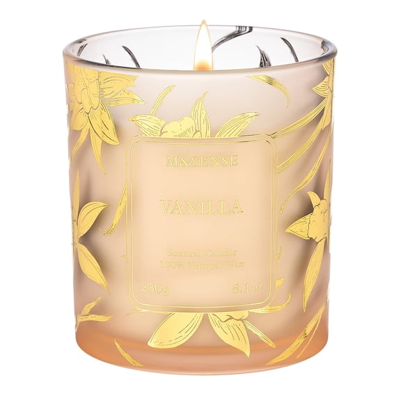M&SENSE Vanilla Creamy Scented Candles: 7.8oz 42-Hour Slow Burning Time Vegan Soy Candles, Relaxing Sleep Fancy Gift for Home Decor