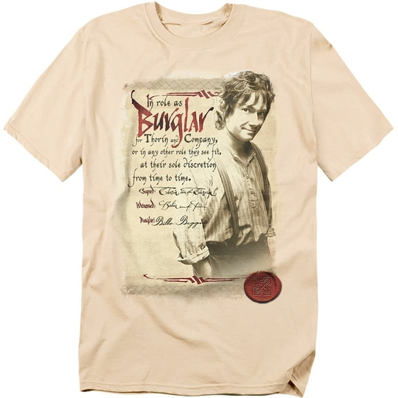 The Hobbit Burglar Officially Licensed Adult T Shirt