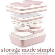 Country Kitchen Baking Pans, 13-Piece Stackable Nonstick Bakeware Set, Light Pink