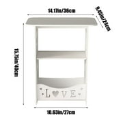 SHEIGUANNI White PVC 2-Layers Board Side Table Bedroom Nightstands - 15.7 x 14.2 x 9.5 Inch Lightweight and Portable Accent Coffee Table for Small Spaces Easy in Assembly