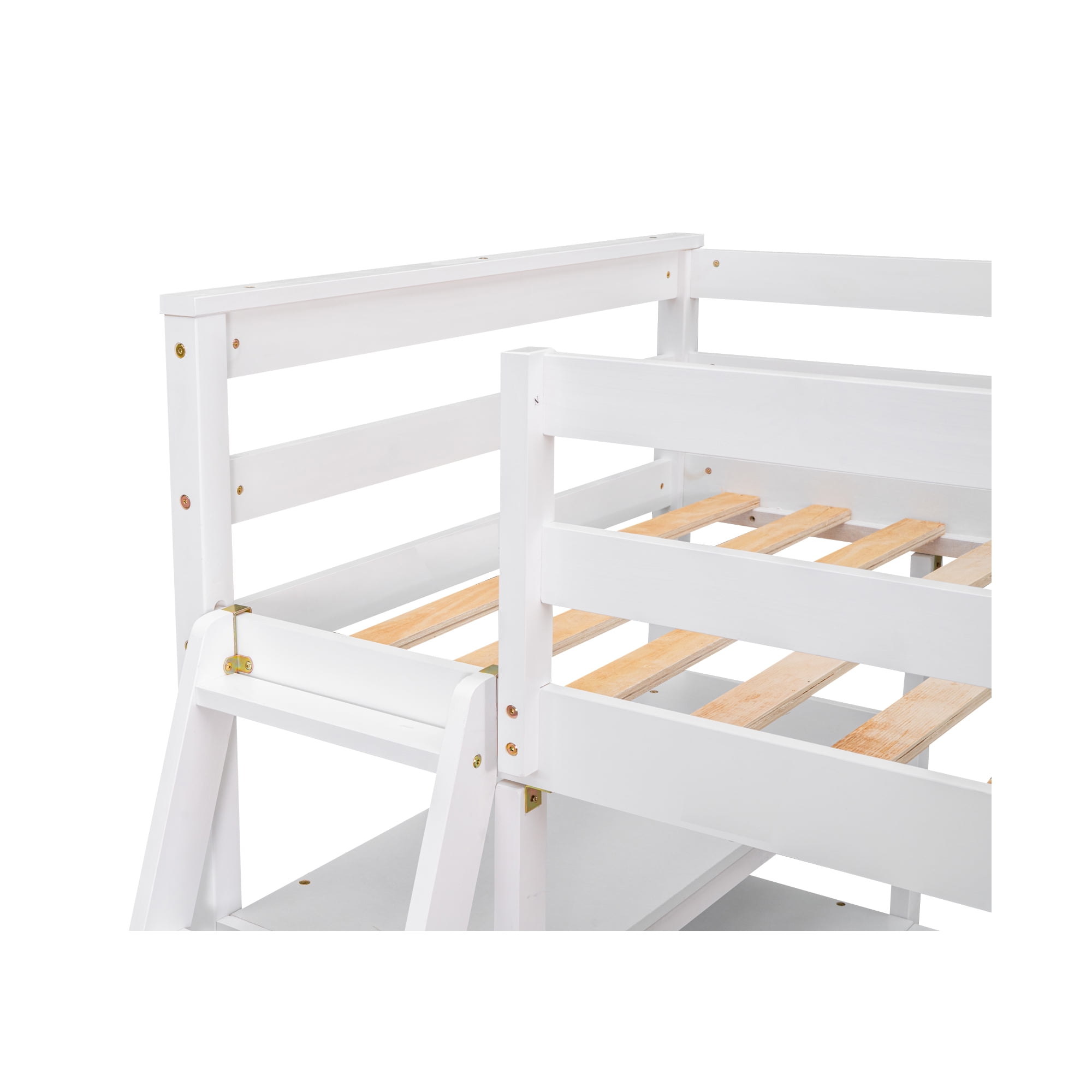 MAYEERTY Twin Size Loft Bed - Desk, Shelves & 2 Built-in Drawers, White