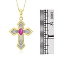 thumbnail image 4 of RYLOS 14K Yellow Gold Cross Necklace: Gemstone &  Diamond Pendant - 7X5MM Birthstone - 18 Chain Star Ruby July Birthstone Womens Jewelry Gold Necklaces For Women, 4 of 7