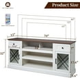 thumbnail image 5 of FIAKOA 70 inch Farmhouse TV Stand Table for 75 80 inch TV, Modern Entertainment Center with LED Lights and Glass Doors, Wooden White TV Stands for Living Room, 5 of 9