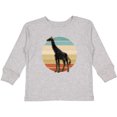 thumbnail image 3 of Inktastic Giraffe African Animal Retro Sunset Boys or Girls Long Sleeve Toddler T-Shirt, 3 of 5