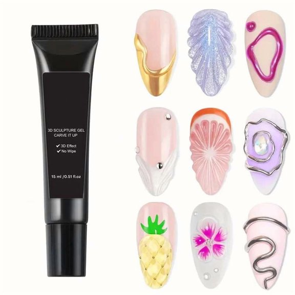 3D Sculpture Nail Gel Modelling Gel for Nails 15 ml DIY Nail Design Decoration Modelling Glue for Long-Lasting Reinforcement and Adhesion for Women Girls Salon Use Wedding Home