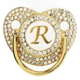thumbnail image 4 of Chupete Baby Bling con clip dorado y letra curvada con funda antipolvo para recién nacidos (letra R), 4 of 14