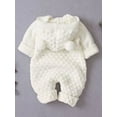 thumbnail image 3 of Dewadbow Newborn Baby Boy Girl Bear Ear Knit Romper Hooded Wool Sweater Jumpsuit, 3 of 6