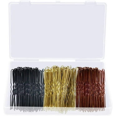 180 PCS Hair Pins for Buns, 2.4 Inch U Shaped Hair Pins Hair Grips for Buns with Storage Box, Bobby Pins for Women Lady Girls Kids Hair Grips Wedding Salon Hair Decoration(Black & Blonde & Brown)