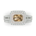 thumbnail image 2 of Clara Pucci 14K White/Rose Gold Emerald Cut 1Ct Simulated Champagne Engagement Ring + Matching Band - Luxury Box Included, 2 of 7
