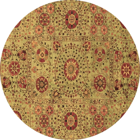 Ahgly Company Indoor Round Abstract Brown Modern Area Rugs, 6' Round
