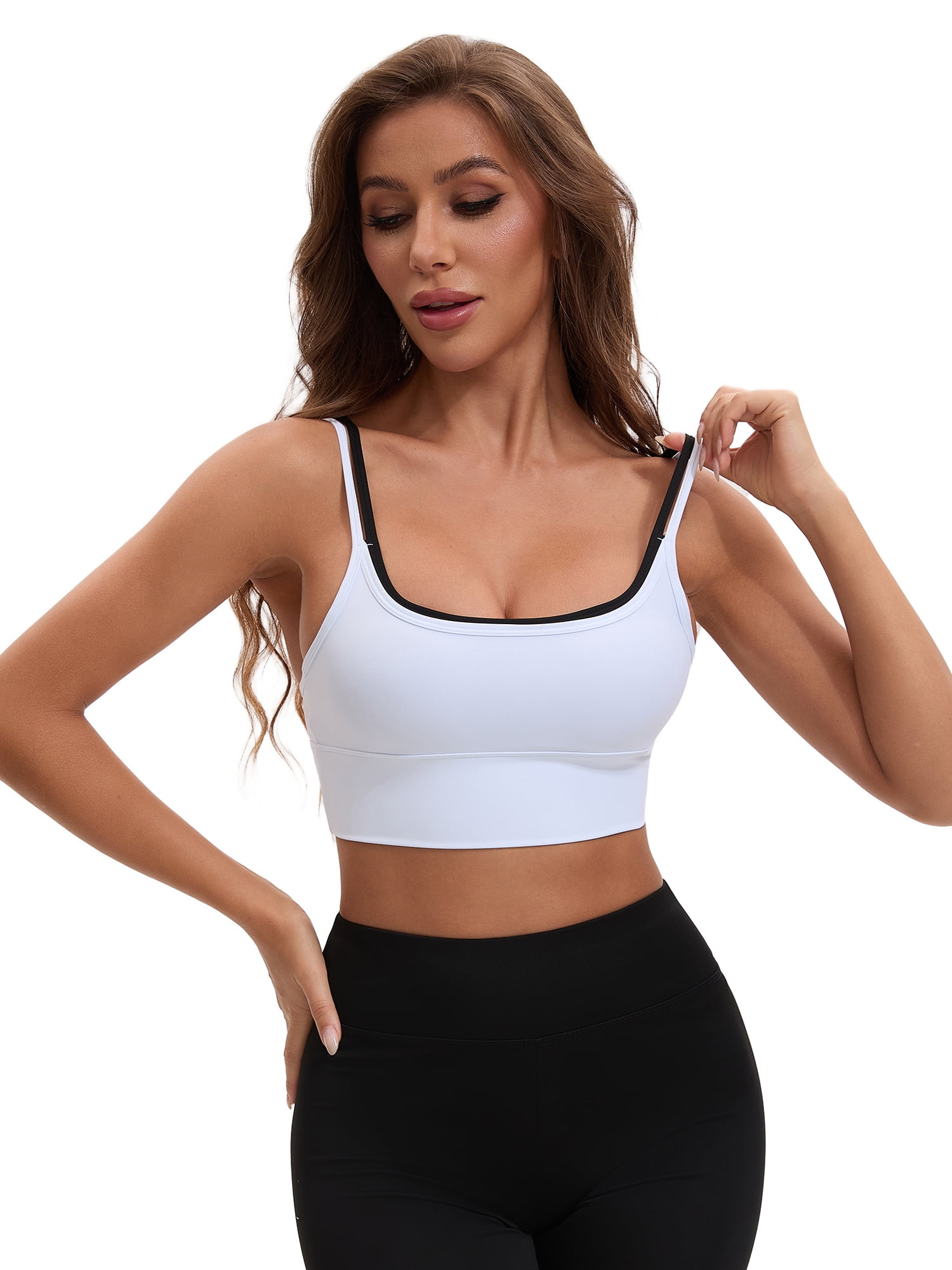 Unique Bargains Women's Full Coverage Workout Padded Sports Bras L White