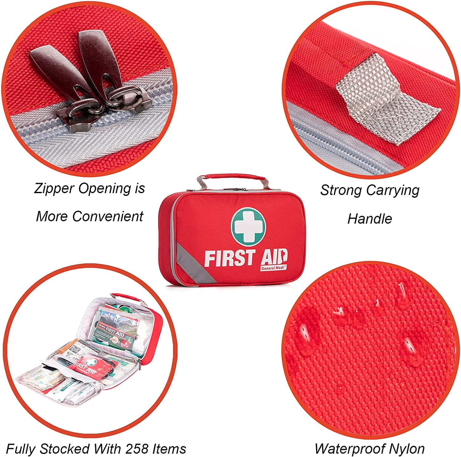 2-in-1 First Aid Kit (215 Piece Set) + 43 Piece Mini First Aid Kit -Includes Ice(Cold) Pack, Moleskin Pad and Emergency Blanket for Travel, Home, Office, Car, Workplace