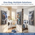 thumbnail image 4 of 2 Pack Hanging Laundry Hamper Bag, Over the Door Dirty Clothes Basket with Zipper & Pocket, Large Capacity Laundry Organizer with Hooks & Adhesive Stickers for Bathroom, Bedroom, Kids Room, 4 of 7