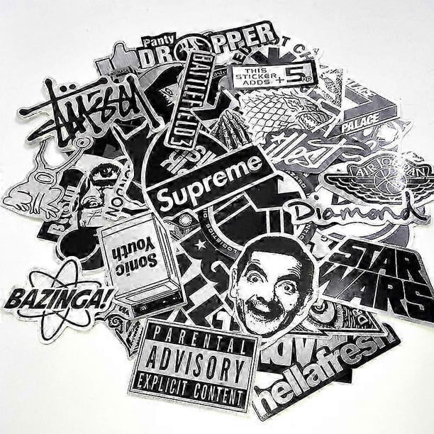 26-27 50pcs Metal Stickers Waterproof Laptop Skate fashion Graffiti multicolor