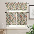thumbnail image 2 of Christmas Tree Kitchen Curtains and Valances Set, Vintage Green Blue Pink Trees Winter Rod Pocket Window Valance 18 Inch Window Curtain Panels for Living Room Bedroom Laundry, 27.5x24in, 3 Pieces, 2 of 7