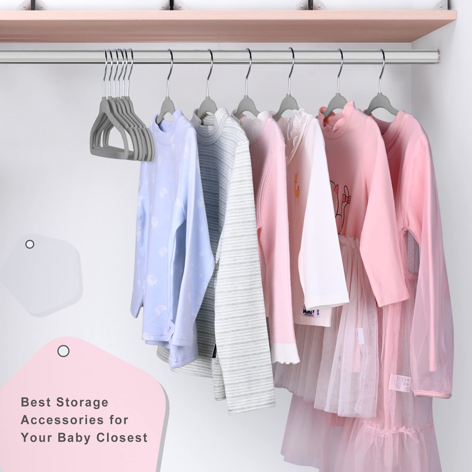 50 Pack Hangers 11 Inches Children's Clothes Non-slip For Infant/toddler (grey)
