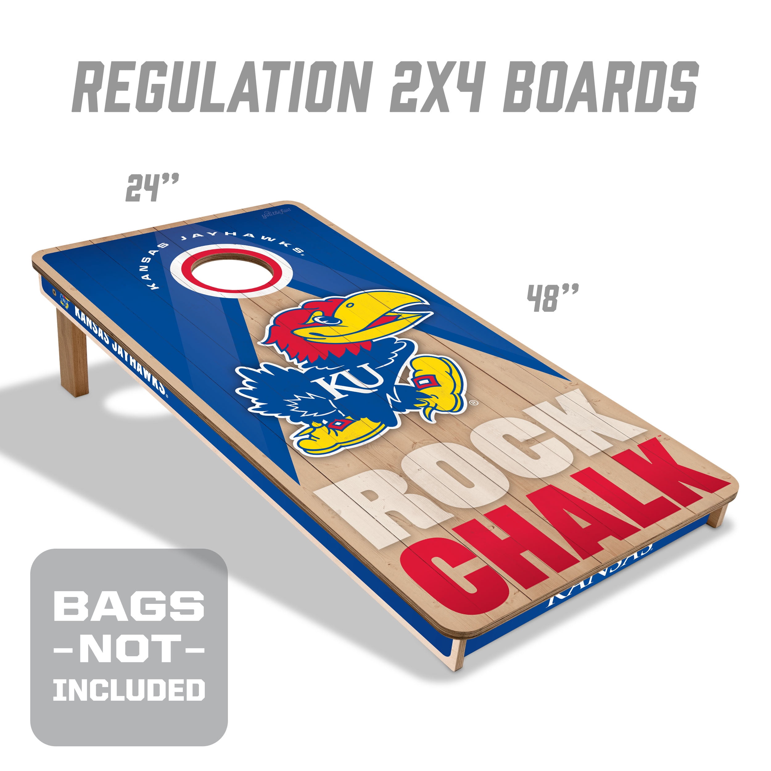 YouTheFan NCAA Kansas Jayhawks 2X4 Slogan Series Cornhole NO BAGS