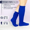 thumbnail image 6 of GERVRA Women’s Extra Long Heavy Slouch Socks – 100% Cotton, Made in USA, One Size 9–11, Retro 80s Style (Royal), 6 of 6