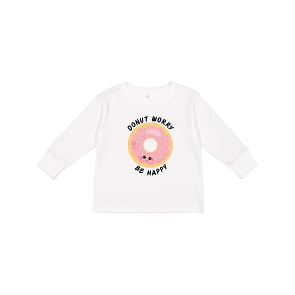Inktastic Donut Worry Be Happy Pink Sprinkle Donut` Boys or Girls Long Sleeve Toddler T-Shirt