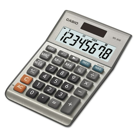 Casio MS-80B Tax & Currency Calculator, 8-Digit LCD, Black