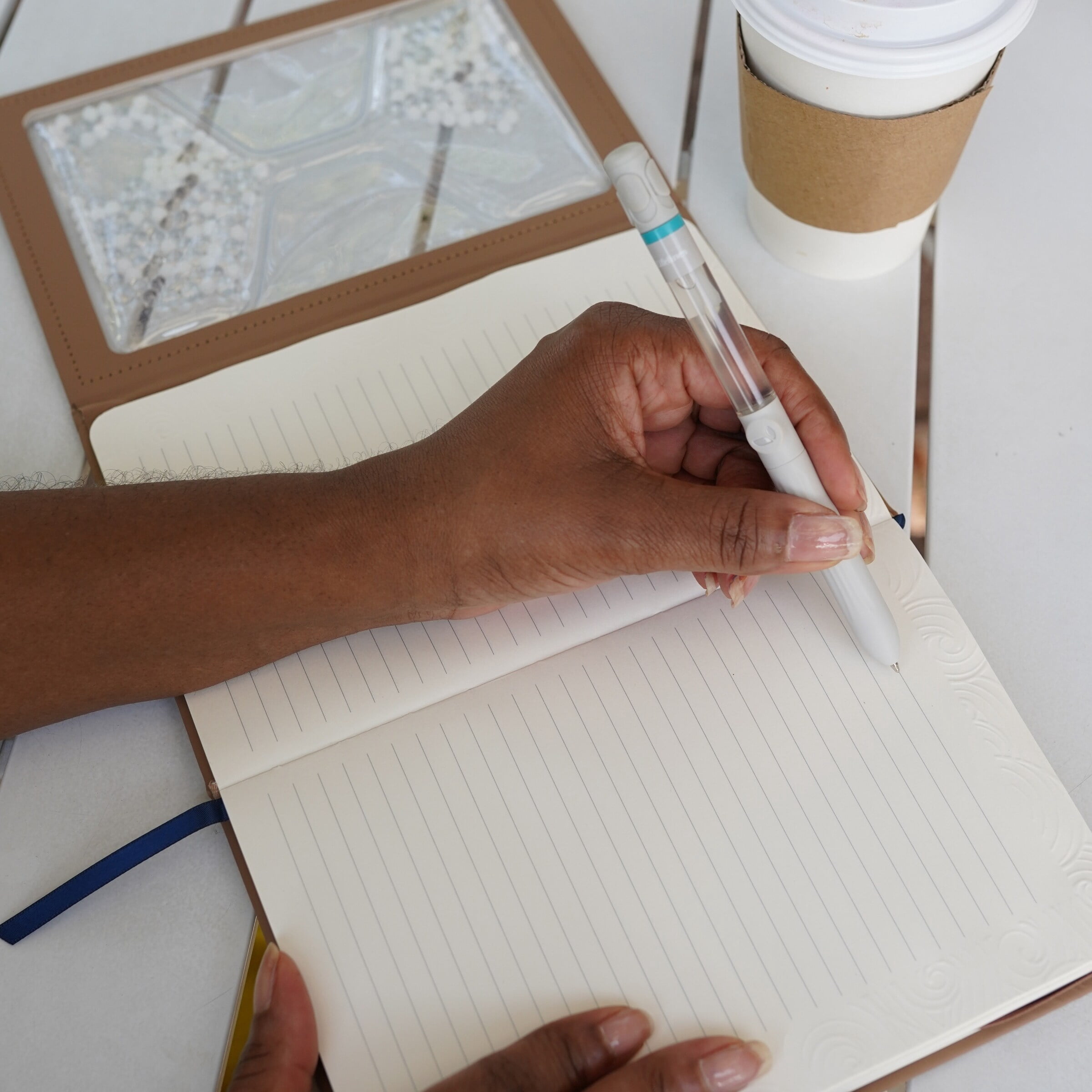 Lifelines  Sensory Journal with Tactile Cover & Embossed Paper + Pen bundle Tan