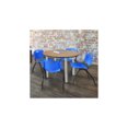 thumbnail image 3 of Regency Kee 42" Round Breakroom Table- Noble Oak/ Chrome & 4 'M' Stack Chairs- Blue, 3 of 8