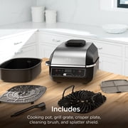 Ninja Foodi 4-Serving Electric Indoor Grill & Air Fryer, 6-in-1 Grill & Air Fryer, Roast, Bake, Broil & Dehydrate, EG201, Black