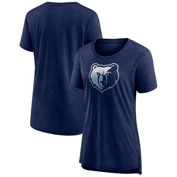 Women's Heather Navy Memphis Grizzlies Gradient Logo Tri-Blend T-Shirt