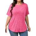 thumbnail image 3 of Fantaslook Womens Plus Size Tops Crewneck Short Sleeve Shirts Casual Loose Tunic Tops Curved Hem Summer Blouses, 3 of 7