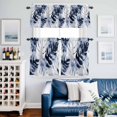 thumbnail image 2 of Abstract B;ie Leaf Kitchen Curtains Valances and Tiers Set of 3 Summer Tropical Leaves Watercolor Plant Tier Curtains and Valance with Rod Pocket for Small Windows, 27.5"x36", 2 of 9