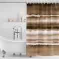 thumbnail image 2 of Brown Stripes Shower Curtain Set - Extra Long 72" x 96" Washable Bathtub Curtain with 12 Hooks, Country Watercolors Gradient Texture Waterproof Fabric Stall Shower Curtains for Bathroom Décor, 2 of 6