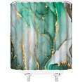 thumbnail image 2 of Turquoise Gray Marble Shower Curtain Modern Abstract Gold Stripees Ombre Marble Texture Watercolor Creative Bathroom Decor Fabric Curtain with Hooks，70x84 Inches, 2 of 6