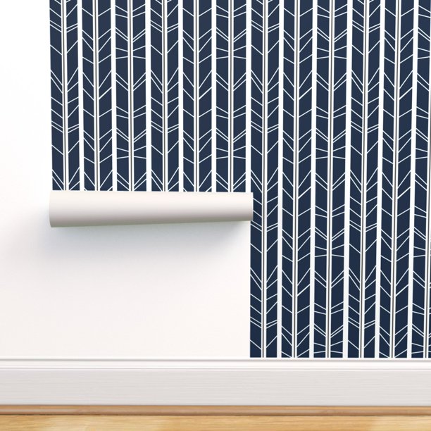 PeelandStick Removable Wallpaper Navy Blue Abstract Stripe