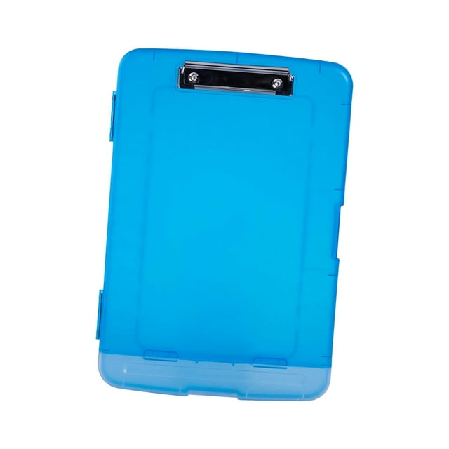 jinwen Presse-Papiers avec Rangement et Porte-Stylo Format A4 Organisateur de Bureau Bleu