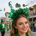 thumbnail image 6 of St. Patrick’s Day Headband, Green Shamrock and Glitter Decor, Fun Holiday Accessory with Leprechaun, Rainbow, and Pot of Gold, 6 of 6