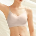 thumbnail image 2 of miqiqism Womam Soft Seamless Bra Lady Racerback Low Impact Brassiere Racerback Convertible Straps Tshirts Bras for Teen Girls Regular Wire Free Basic Bra,01_Beige,Large, 2 of 3