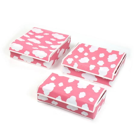 Non-Woven Cloth Cloud Pattern Bra Underwear Socks Ties Storage Box Pink 3 in