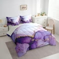 thumbnail image 3 of Manfei Purple Marble Twin Bedding Sets 7pcs, Abstract Watercolor Art Bedding Comforter Set, Marbling Stone Pattern Sheet Sets, Luxury Bedroom Decor, 3 of 8