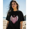 thumbnail image 4 of Women's T-Shirts, Valentine's Day Sweet Love Heart Cotton Crewneck Tee Short Sleeve Casual Tops Loose Graphic T-Shirt Black, M, 4 of 7