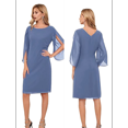 thumbnail image 2 of Womens Chiffon Dresses Flutter Sleeve Party Wedding Cocktail Dress Blue L, 2 of 5
