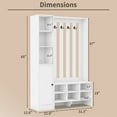 thumbnail image 4 of RichYa 65"H Hall Tree with Bench & Shoe Storage,Freestanding Coat Rack with Narrow Cabinets for Entryway, Living Room, White(D), 4 of 7