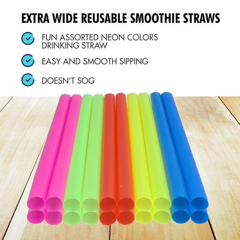 500 Pack] Bubble Tea Straws 8.5 Inch Long - Assorted Neon Wide