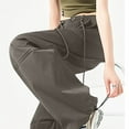 thumbnail image 5 of Kmdttou Cargo Pants Women Stretchy Solid Color Fashion Casual Loose Broad Leg Full Length Pants, 5 of 7