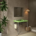 thumbnail image 3 of 36 Inch Wall Mounted Bathroom Console Sink with Green Ceramic Basin, Stainless Steel Support Legs, Towel Bar and 3 Faucet Holes in Chrome Finish for Space Saving Designs, 3 of 5